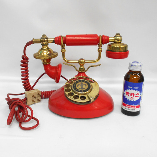 주황 다이얼전화기/옛날다이얼전화기/빈티지전화기