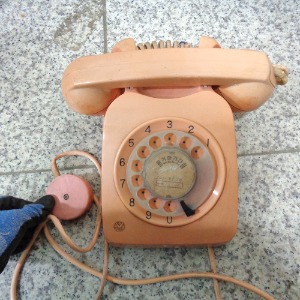 분홍색 80년대 금성다이얼전화기 금성전화기 옛날전화