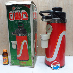 아폴로 마호병(컵받이 있는 빨강)박스있음/에어포트/7080년대 물건/근대사유물/보온병/촬영소품/마호병