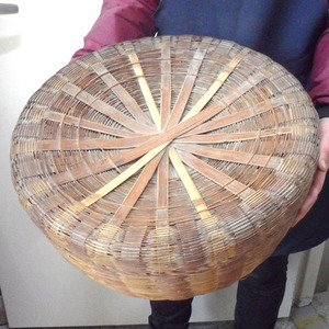 뚜껑있는 소쿠리(43cm)/대형바구니/짚소품/대나무함/소쿠리/대나무 바구니