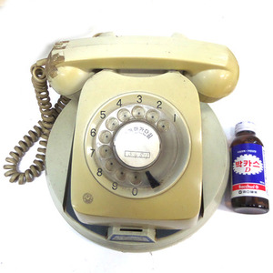 회색 다이얼 전화기 받침대 세트/옛날전화/빈티지전화