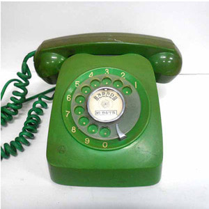 초록색 중고 다이얼 전화기 옛날전화기 80년대 전화