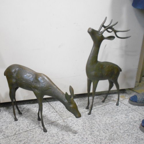 중고 옛날 사슴 동상 사슴한쌍 사슴조각품 사슴장식품