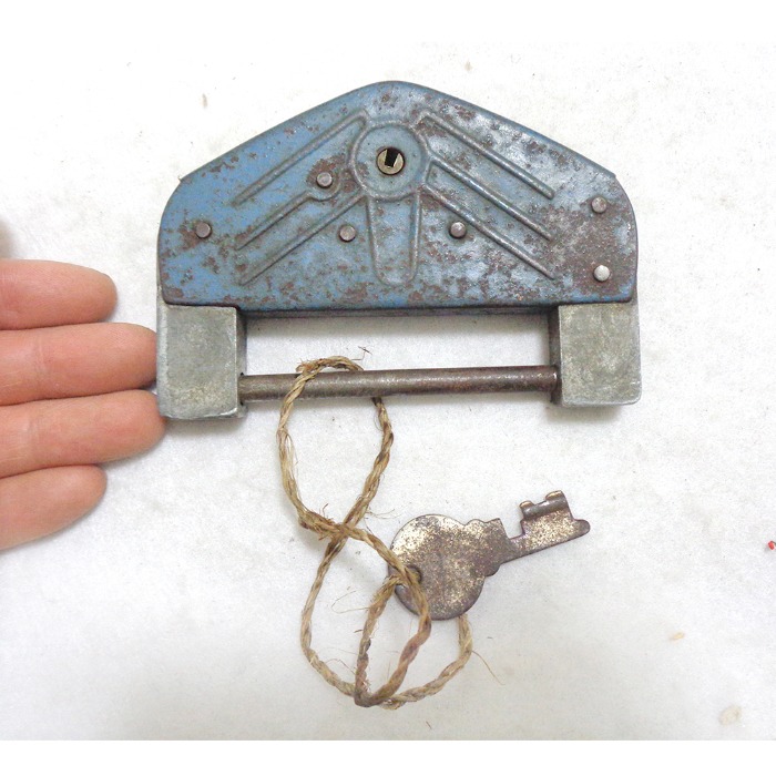 3 하늘색 옛날 자물통 옛날자물쇠 고가구  민속품