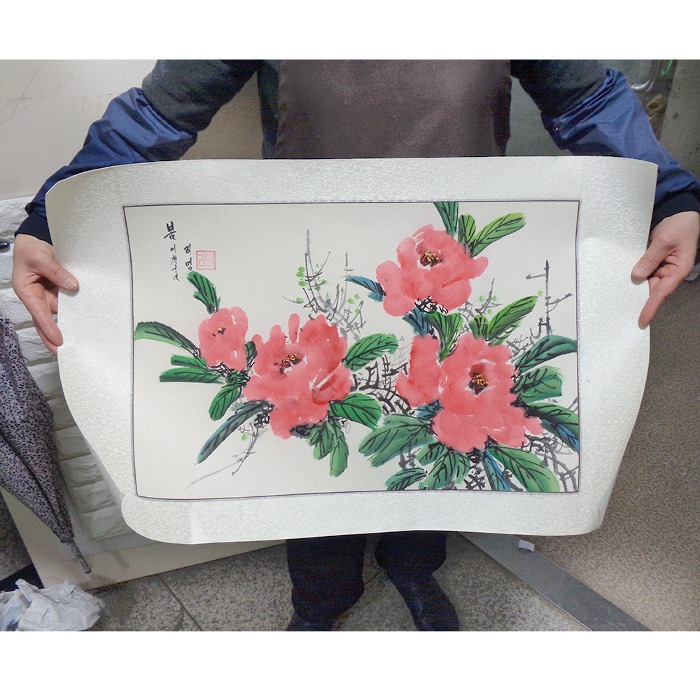 2009년 틀이 없는 모란꽃 그림  동양화 꽃그림